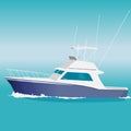 Nice blue motor boat on sea. Royalty Free Stock Photo